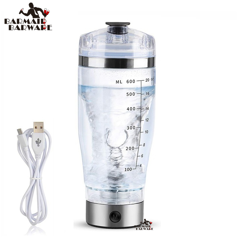 Protein Shaker Bottle - 600ml Electric Cocktail Boston Shaker USB