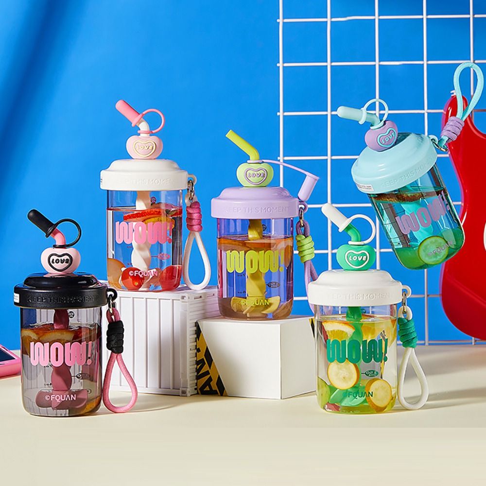 Protein Shaker Bottle - 580ML Water Bottles With Straw Straw