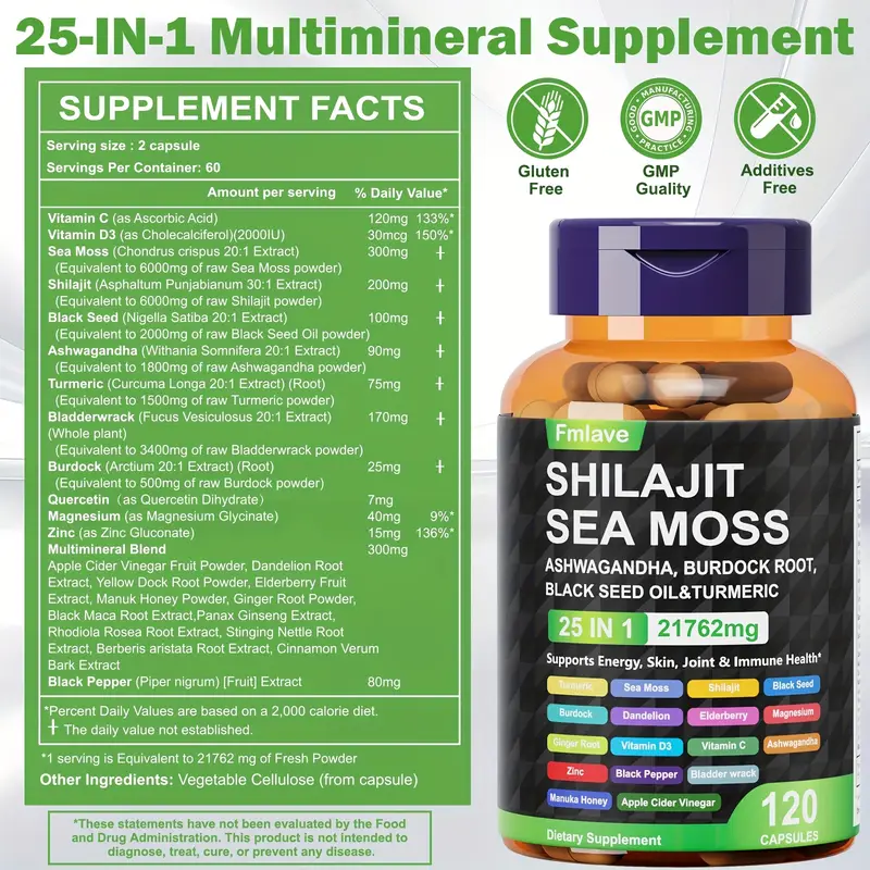 Fmlave 25 in 1 Sea Moss Black  - Black Seed Oil Capsule ulasan dan harga